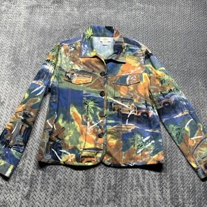 Vintage Sandy Starkman Jacket Sz LCalifornia Surfing Cotton All‎ Over Print